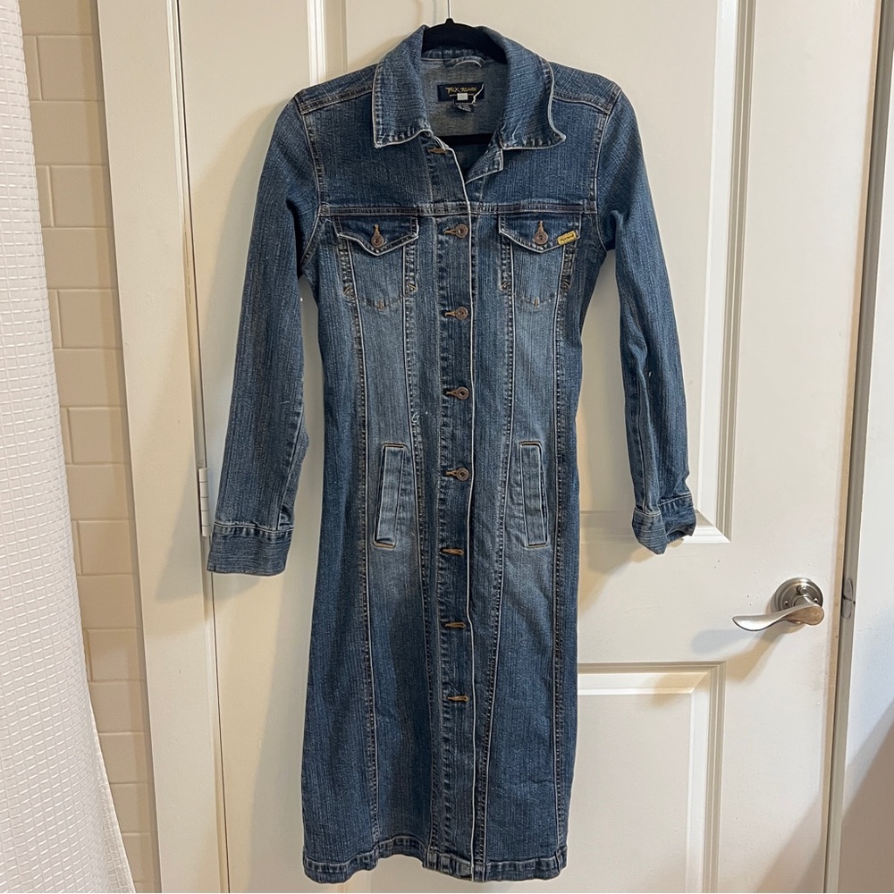 Vintage Long sleeve Midi Denim Dress Coat